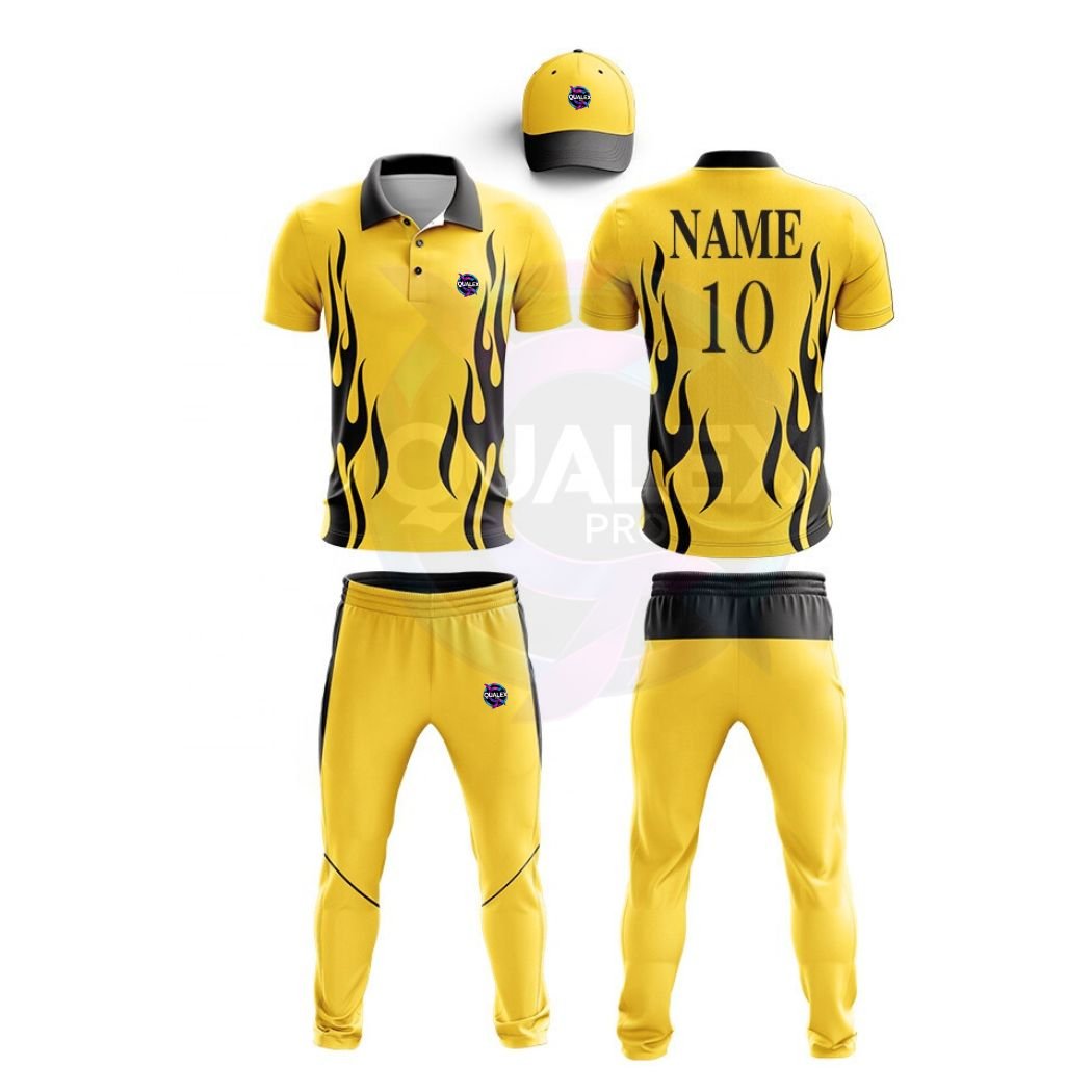 Qualex Pro Cricket uniform “Men’s customized sublimation cricket kit – half sleeve shirt and pant set. Perfect team uniform for adult cricket players. ”