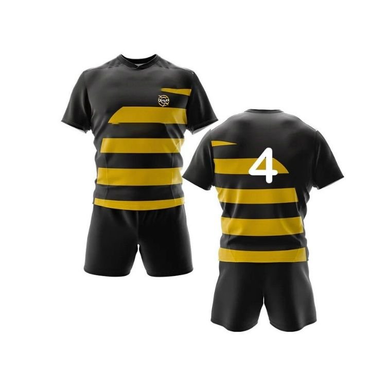 Qualex Pro Custom Volleyball Uniforms yellow black 1 "High-Quality Custom Volleyball Uniform – Polyester Outdoor Sportswear with Exclusive Logo Printing"